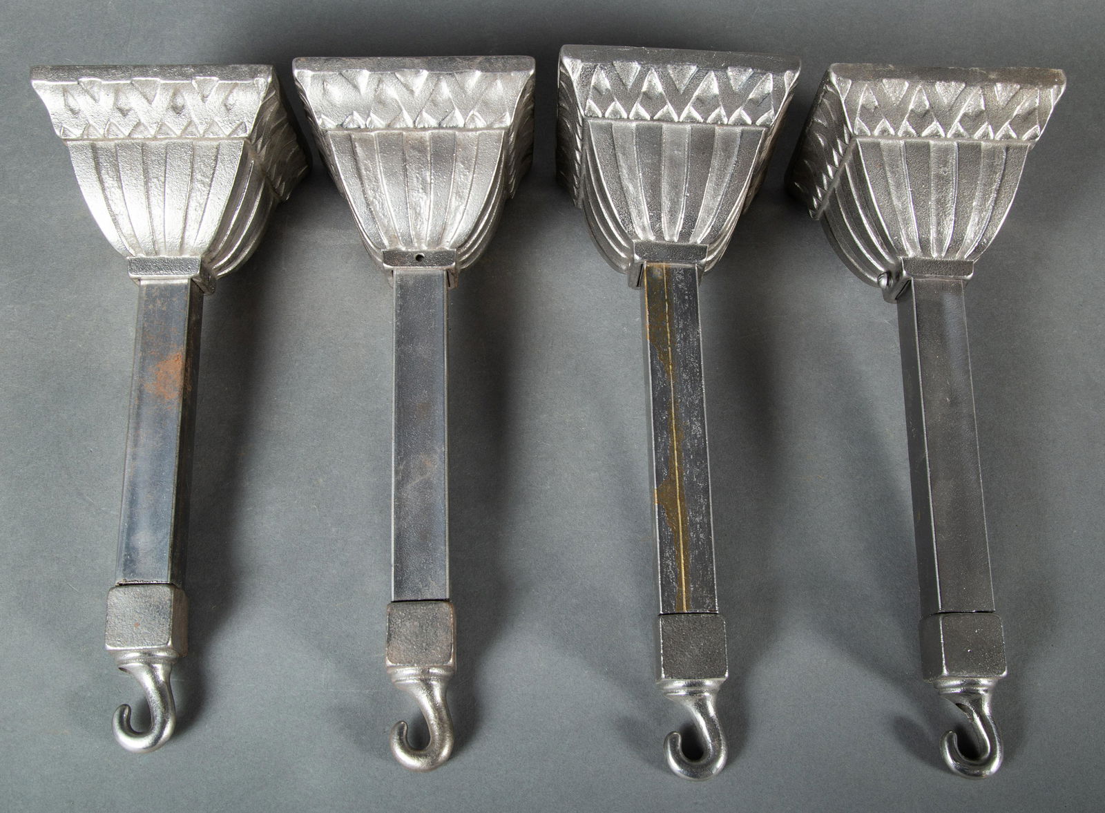 Four Art Deco Canopies & Rods for Light Fixtures (1 of 5)