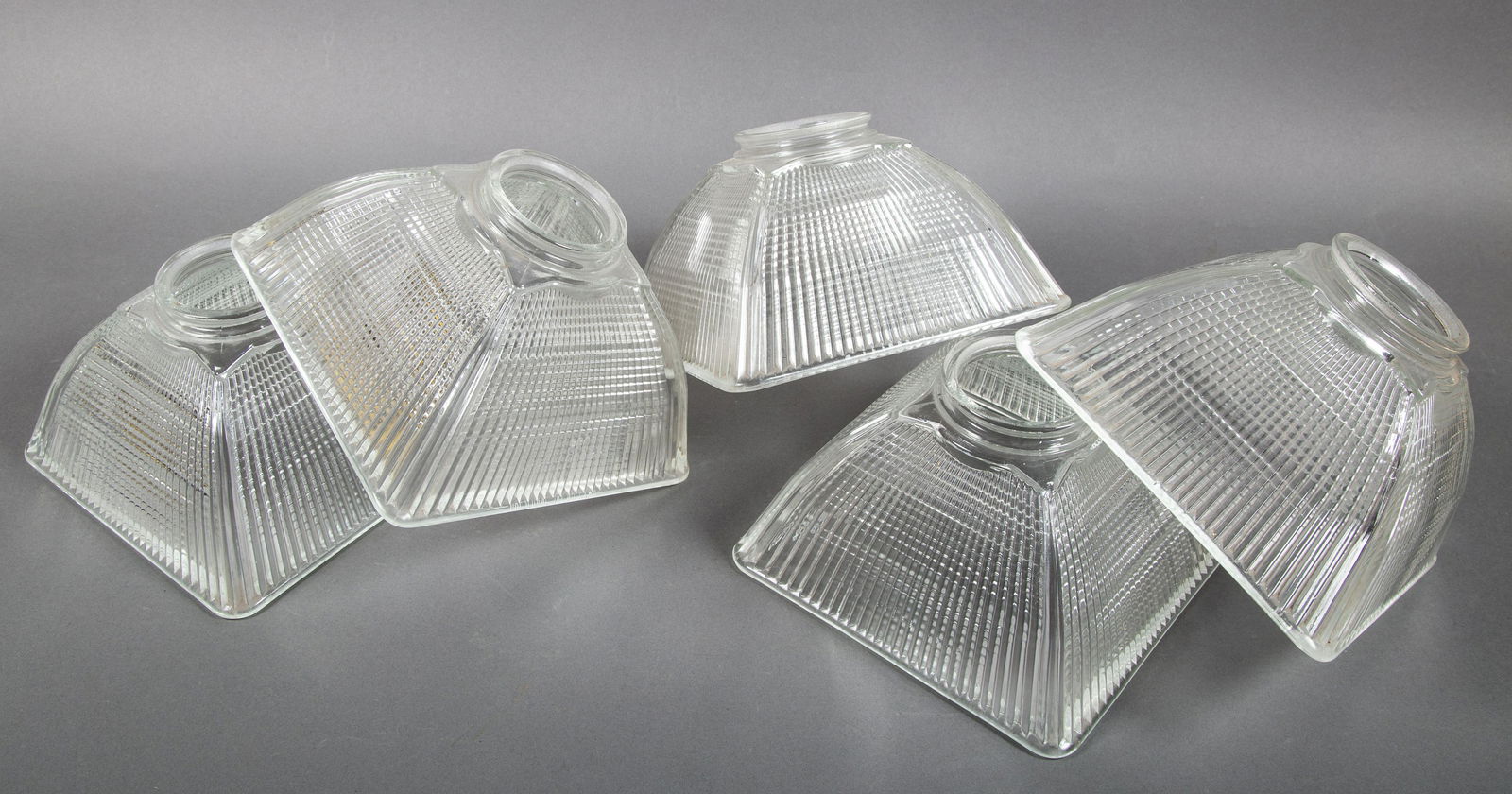 5 Halophane Type Glass Factory Industrial Light Fixture Shades (1 of 5)