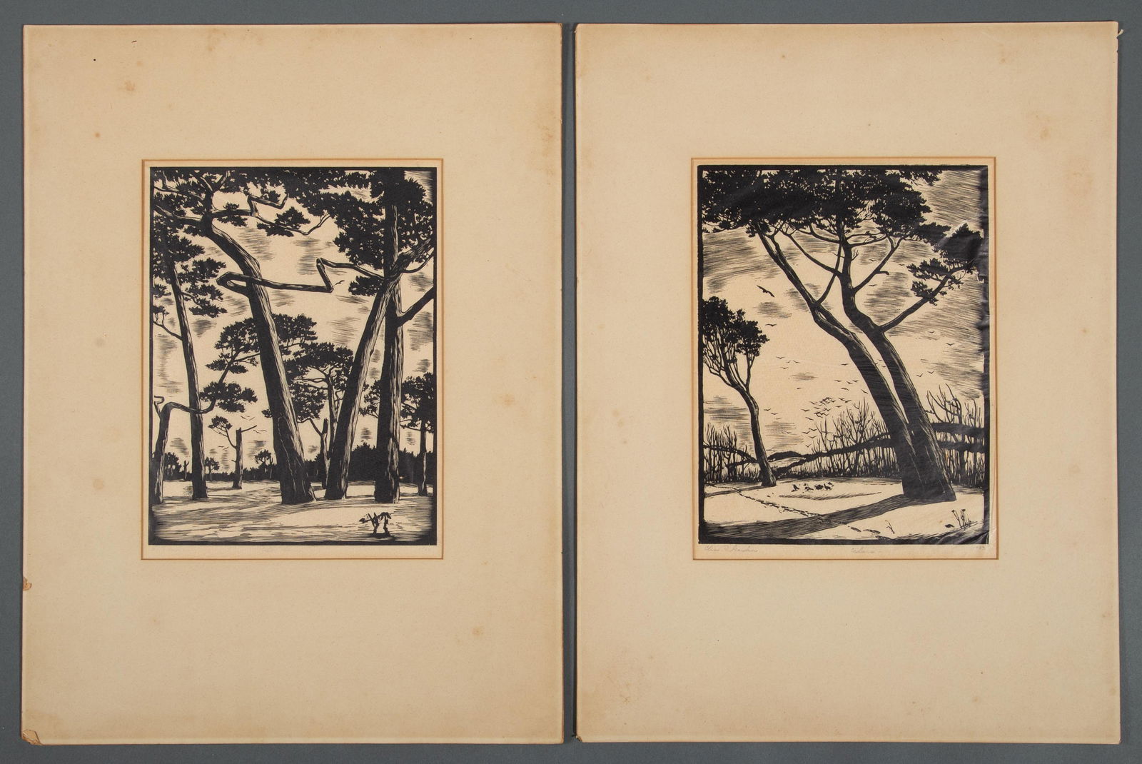 Two 1933 Charles Reed Gardner Woodblock Linocut Prints of Trees (1 of 8)