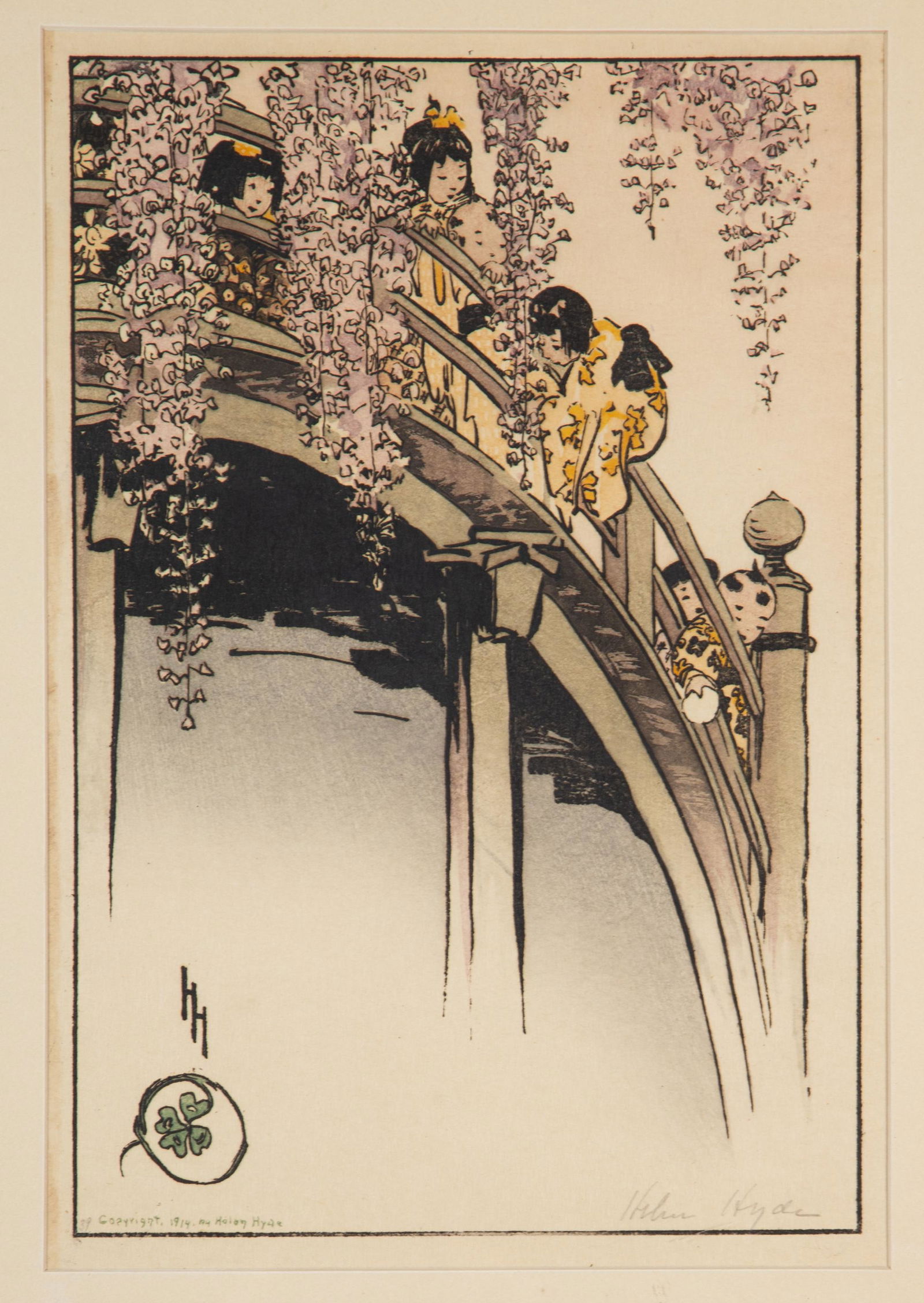 Helen Hyde Arts & Crafts Woodblock Print in Japanese Taste (1 of 6)