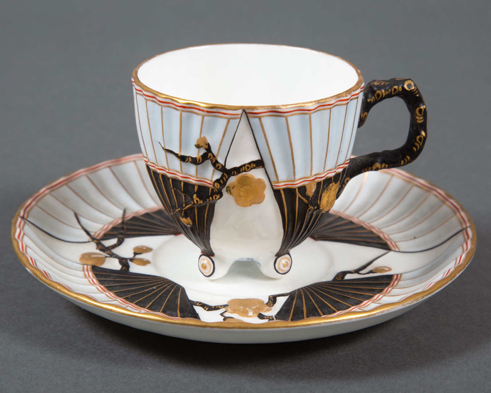 Early 1869 Wedgwood Aesthetic Movement Japonesque Porcelain Tea Cup & Saucer (1 of 5)