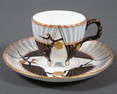 Early 1869 Wedgwood Aesthetic Movement Japonesque Porcelain Tea Cup & Saucer