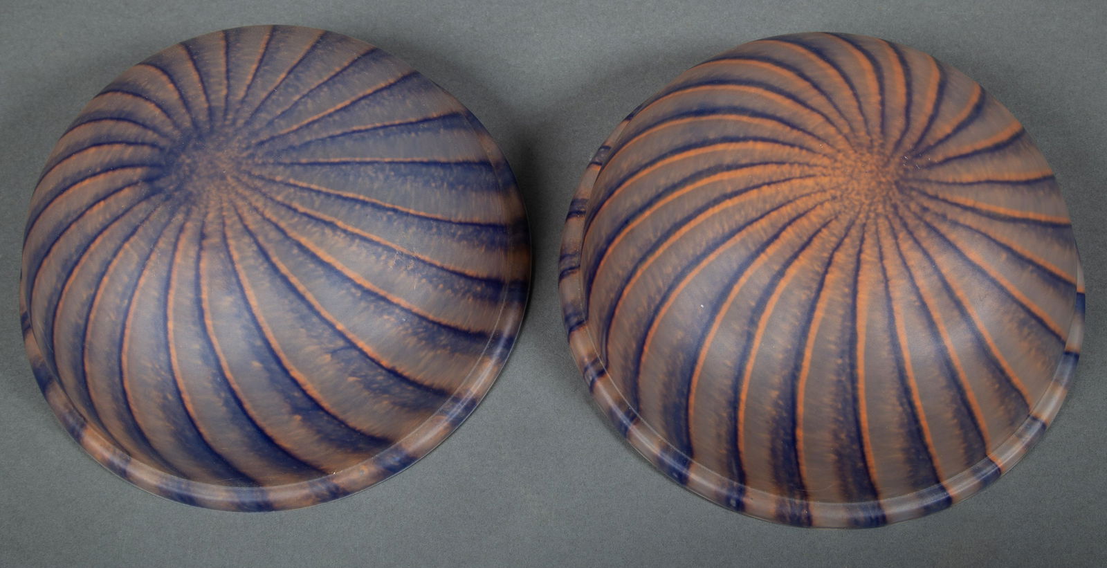 Pair of Pate De Verre Decorated Dome Form Shades (1 of 5)