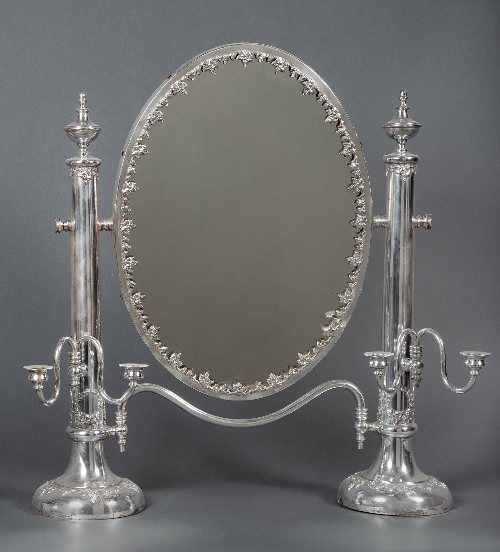 Impressive Edwardian Sheffield Silver Plated Vanity Mirror w Sconces (1 of 8)