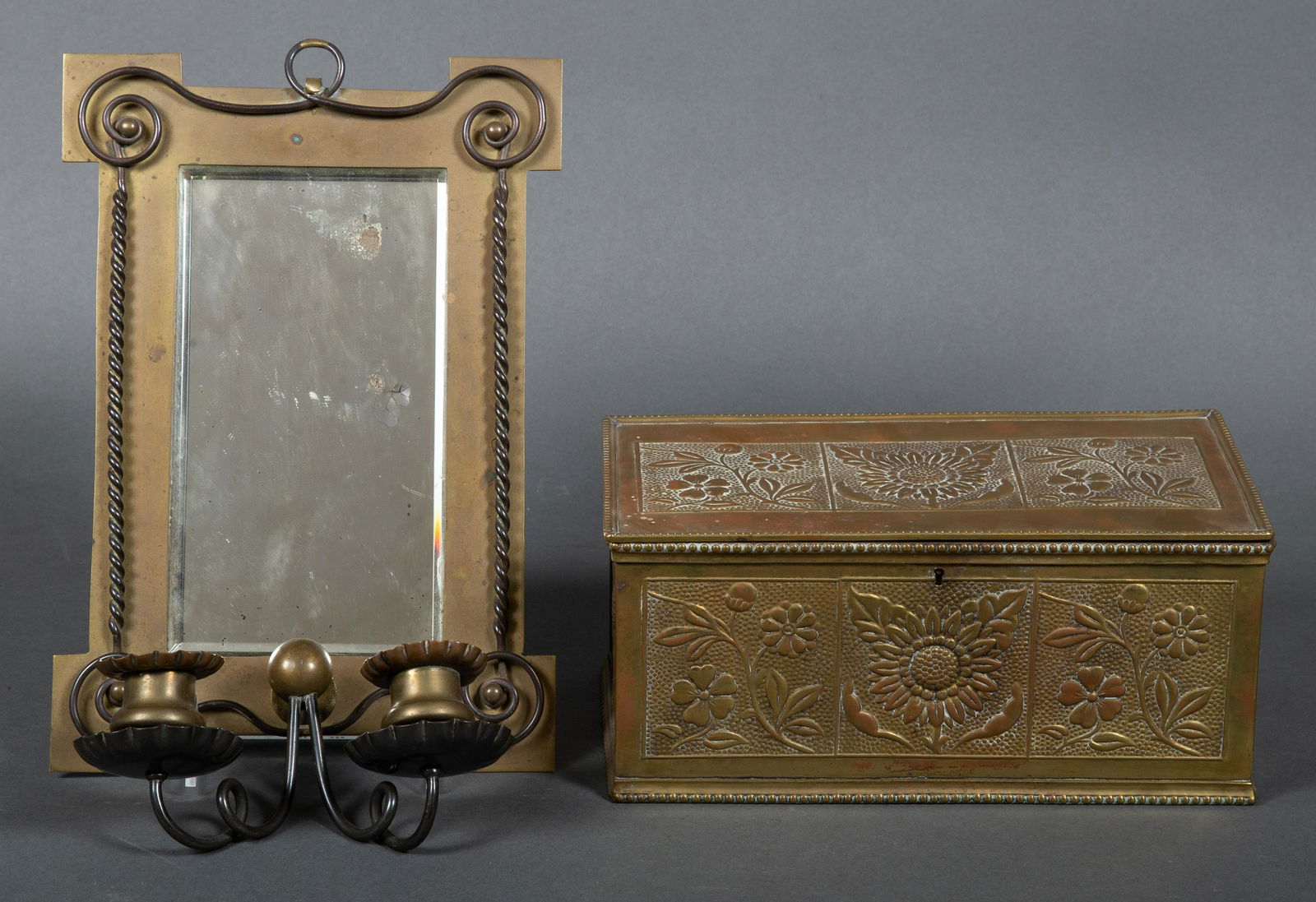 Two Aesthetic Movement Objects A Mirrored Candle Sconce and Jewelry Box (1 of 12)