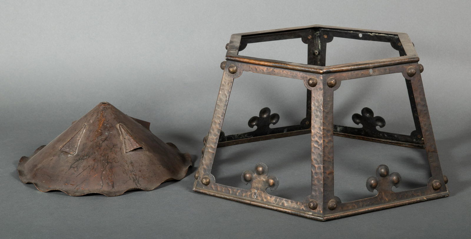 Two Arts & Crafts Hammered Copper Lamp Shades (1 of 8)