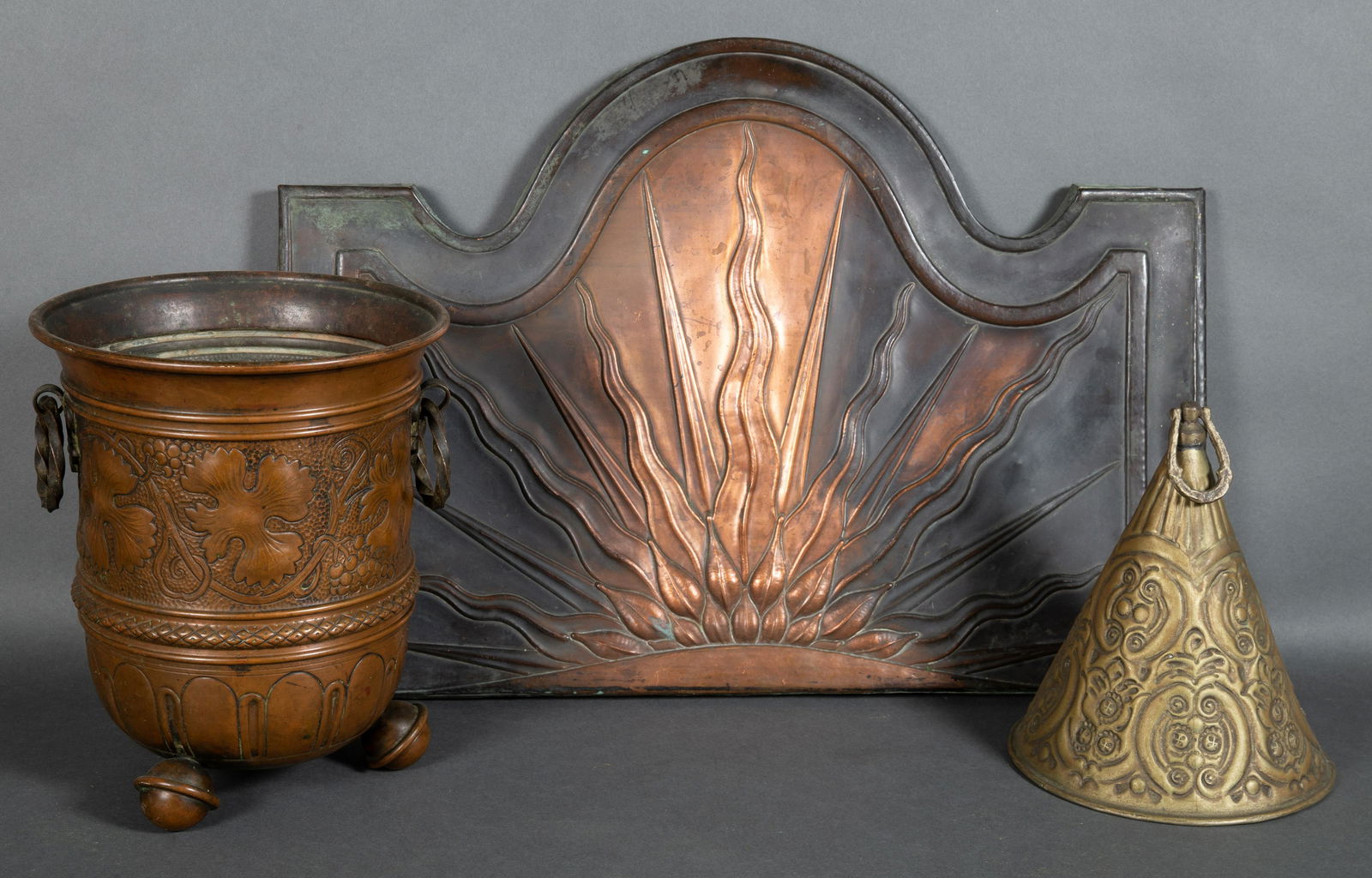 Hammered Repousse Copper Lot Panel Champagne Bucket & Shade (1 of 7)