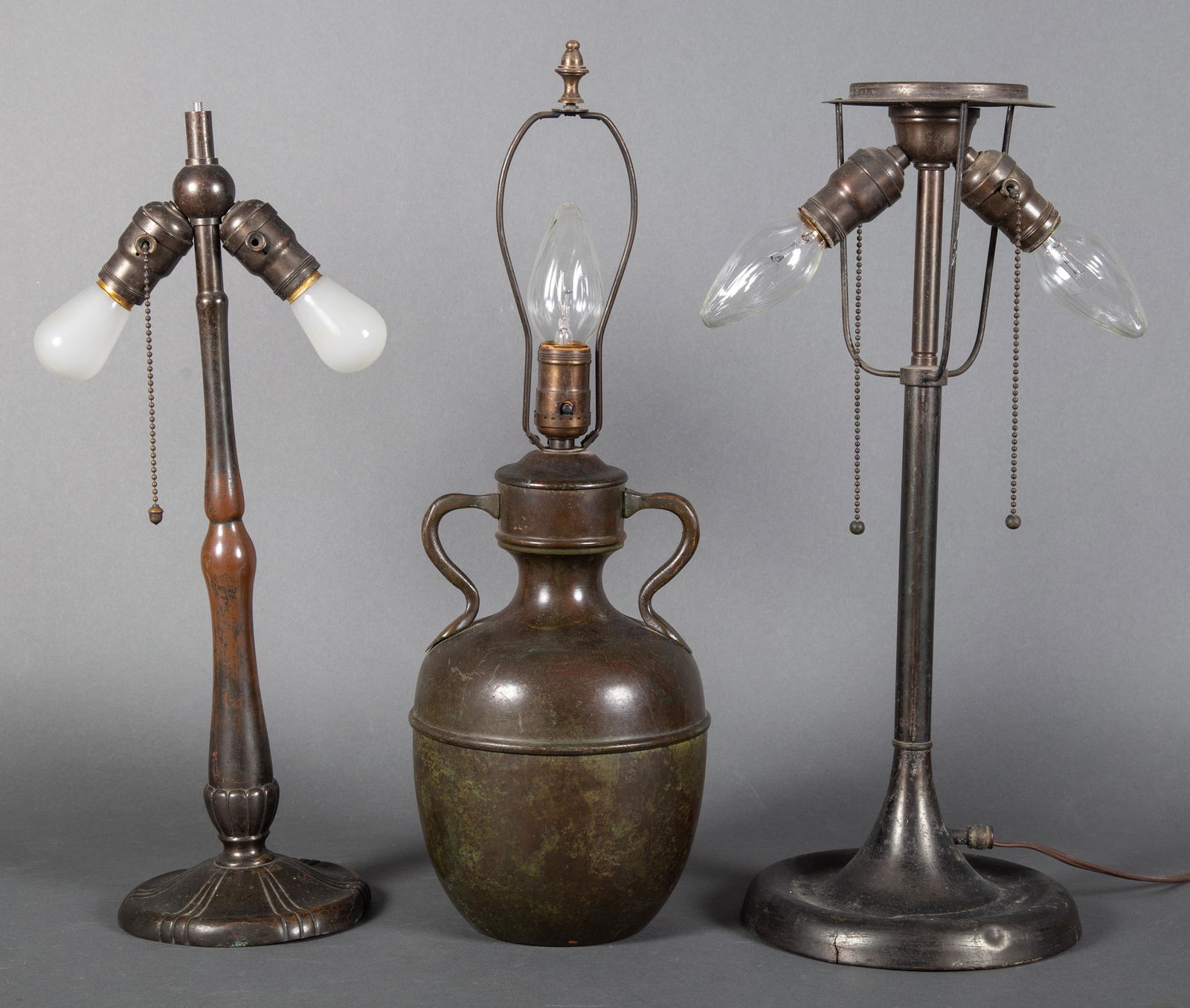 3 Antique Patinated Bronze Lamp Bases by Handel & Whaley (1 of 14)