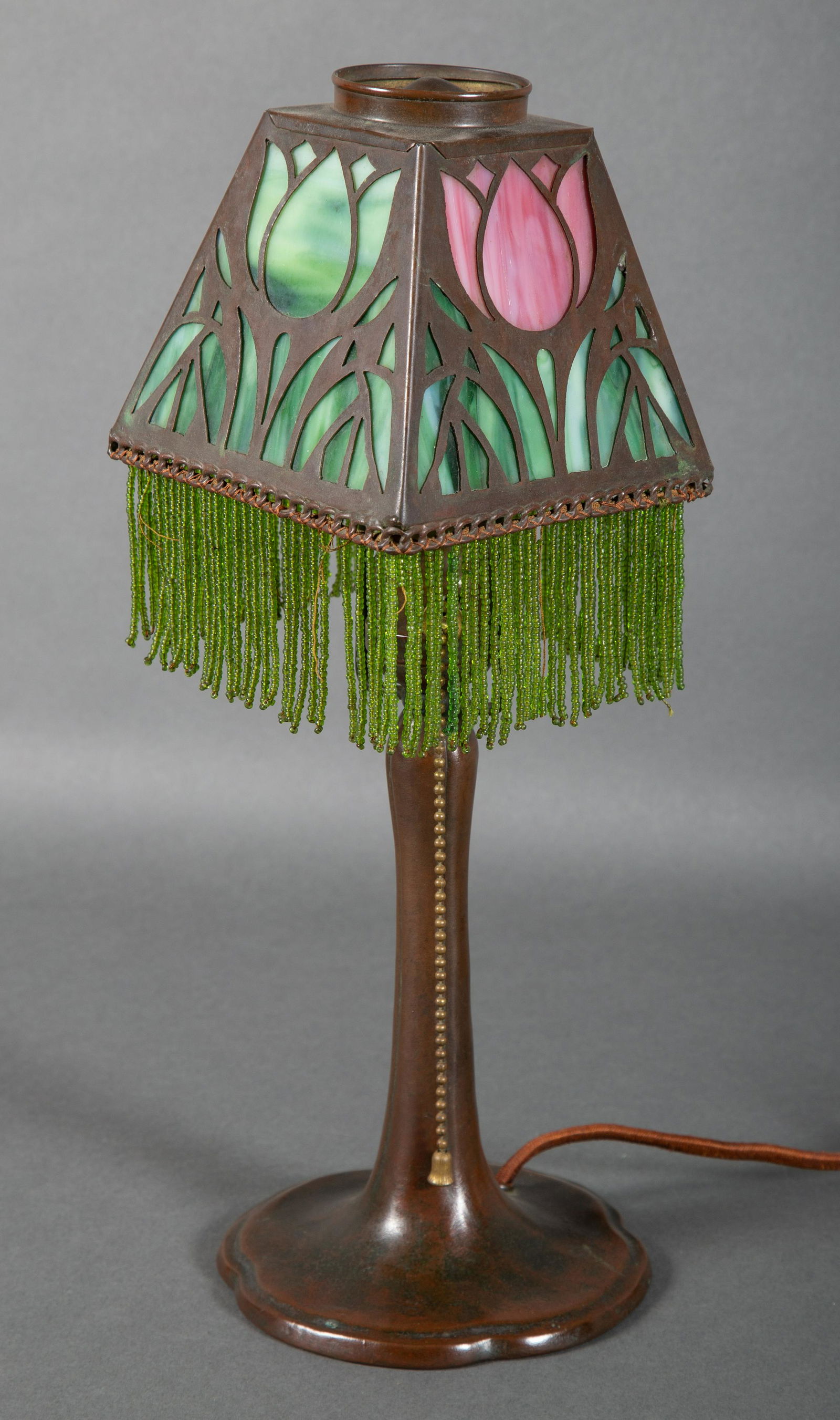 Handel Boudoir Lamp Base w Whaley Copper and Leaded Slag Glass Shade (1 of 7)