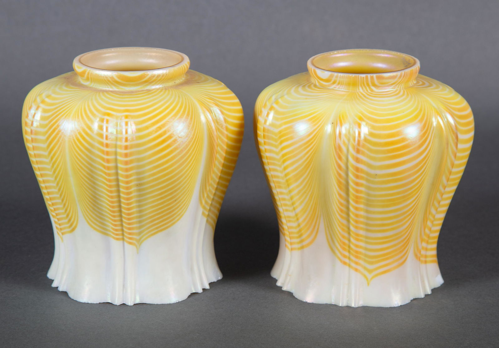 Pair of Steuben Art Glass Pulled Feather Shades (1 of 11)