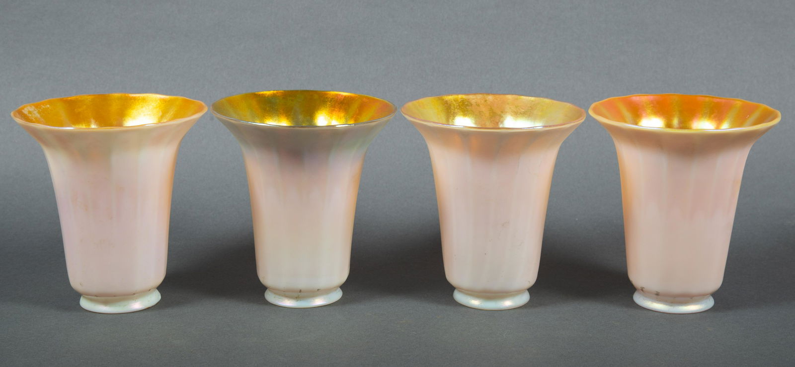 Four Iridescent Art Glass Shades by Quezal (1 of 8)