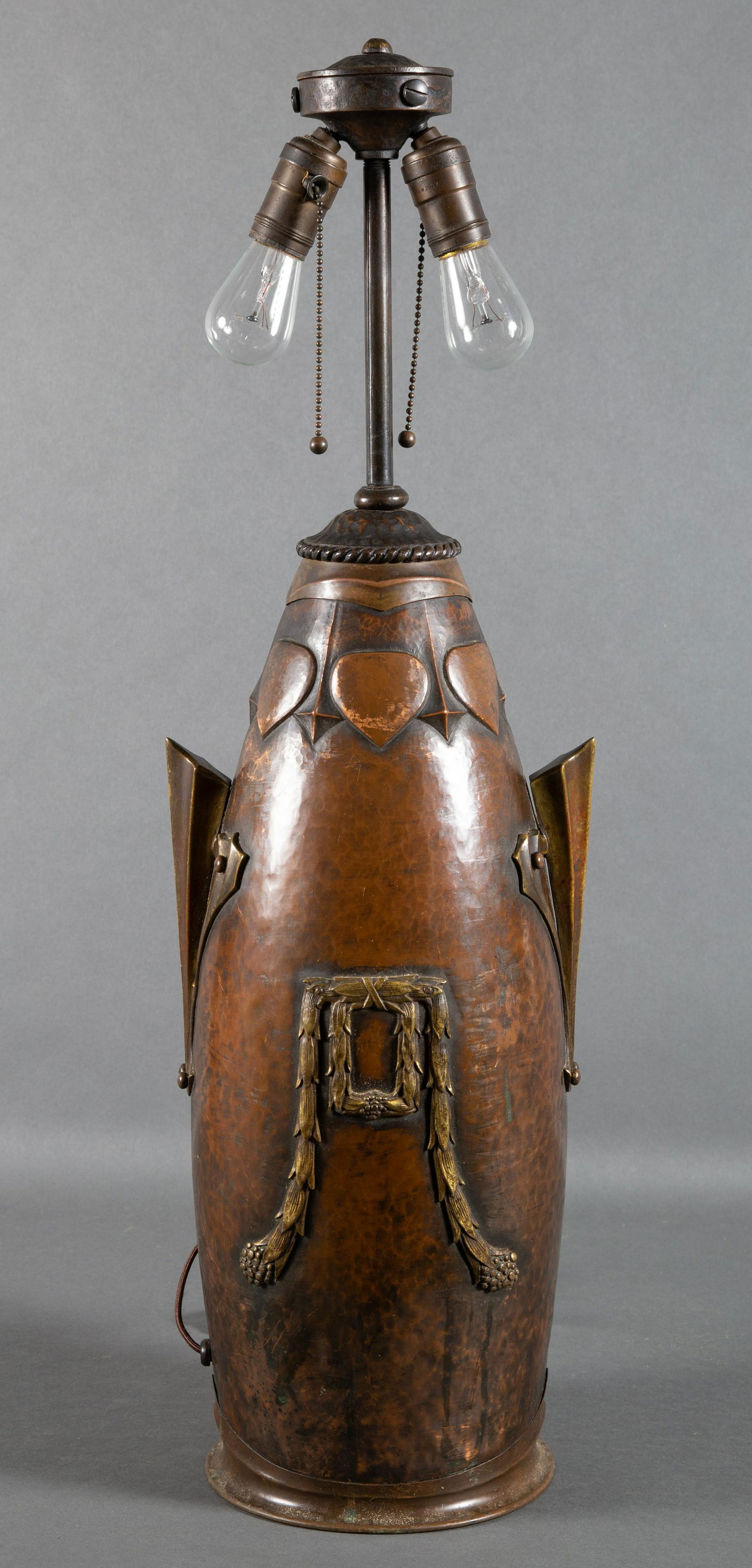 Substantial German Art Nouveau Hammered Copper Lamp Base (1 of 7)