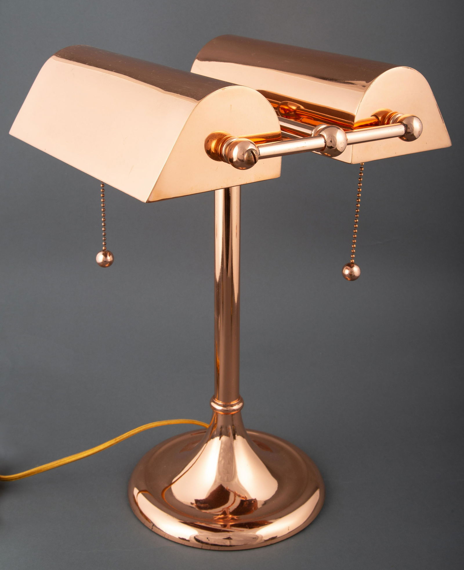 Polished Copper Bankers Lamp or Partners Desk Lamp (1 of 4)