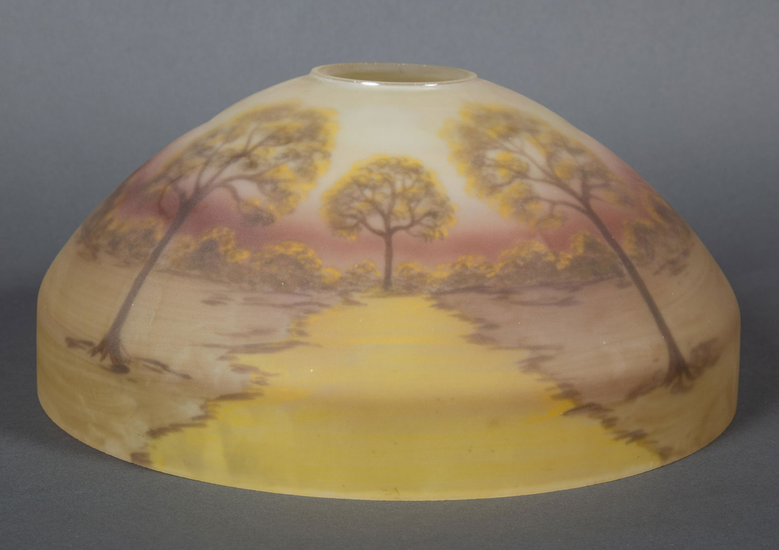 Antique Reverse Painted Lamp Shade of Trees & Forest (1 of 4)