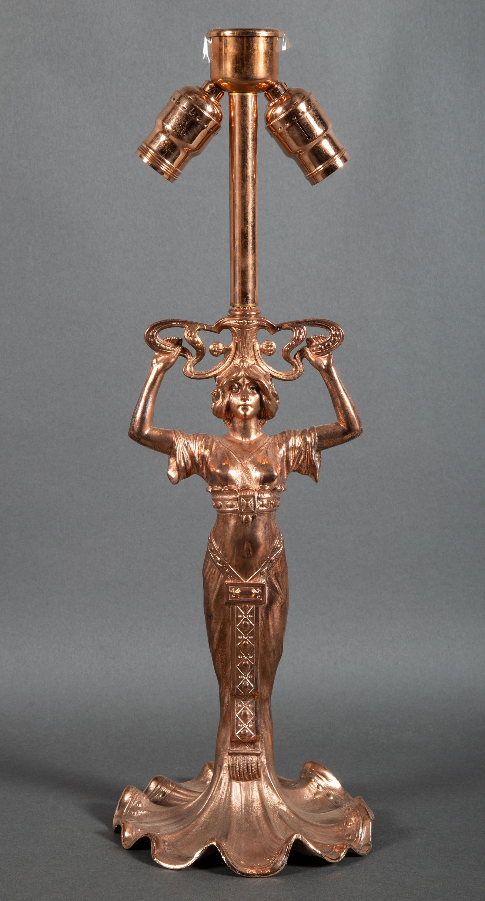 Pittsburgh Copper Patinated Art Nouveau Lady Lamp Base (1 of 4)