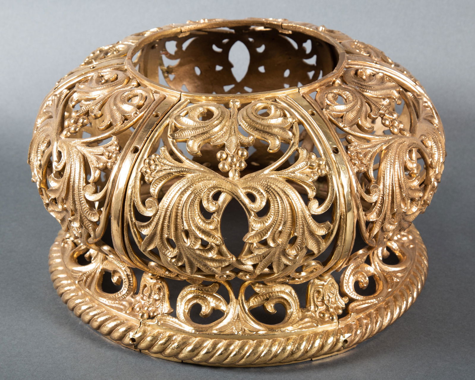 Cast Bronze Filigree Basket Light Fixture Part or Furniture Element (1 of 4)