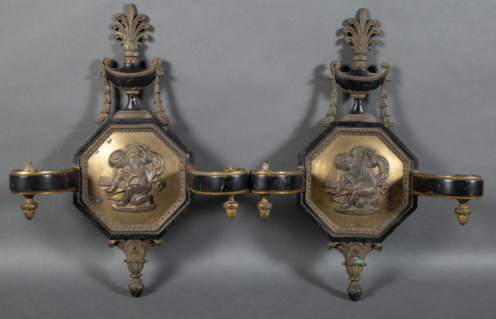Pair Neoclassical Style Figural Bronze Sconces (1 of 5)
