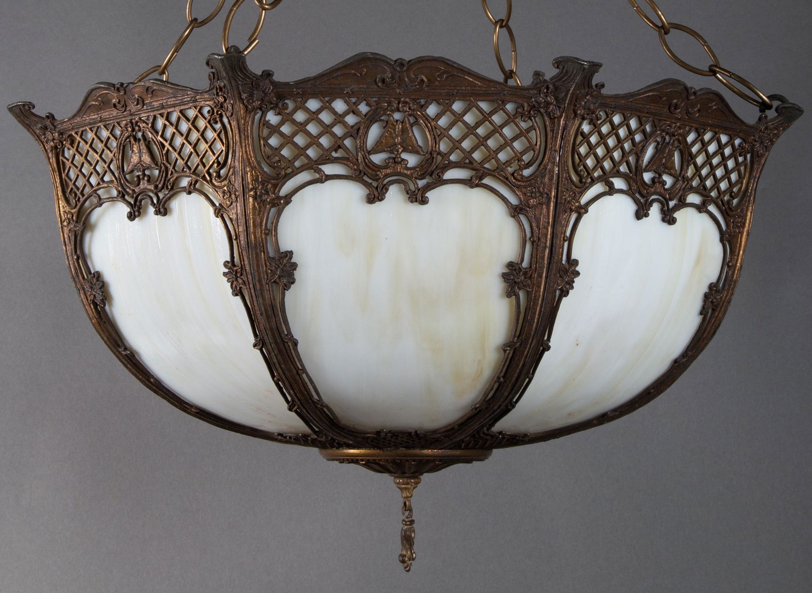 Edwardian Carl Conrad & Co. Overlay Slag Glass Pendant Light (1 of 9)