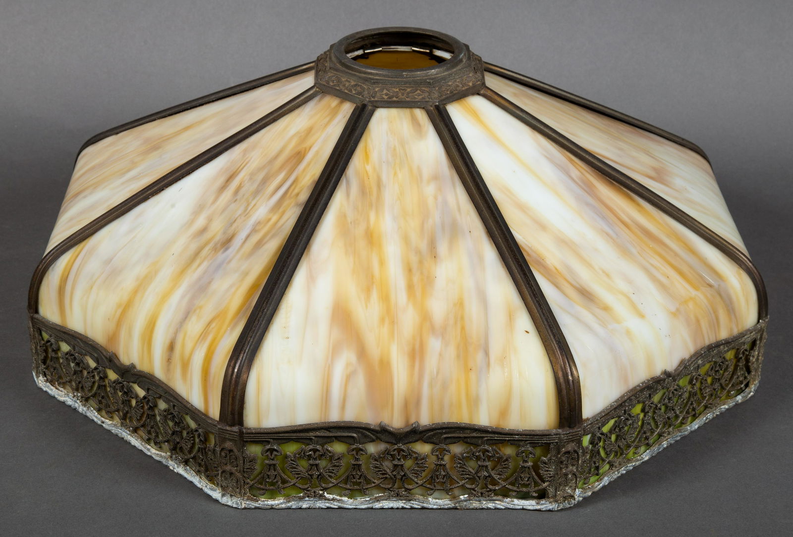Sizable Slag Glass Table Lamp Shade Unsigned (1 of 8)