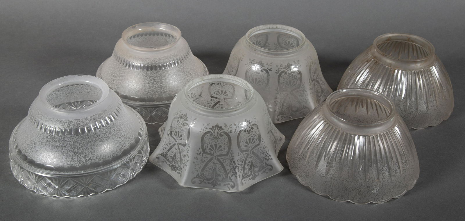 Three Pairs of Victorian Gas Shades with Cut Glass Crown (1 of 7)