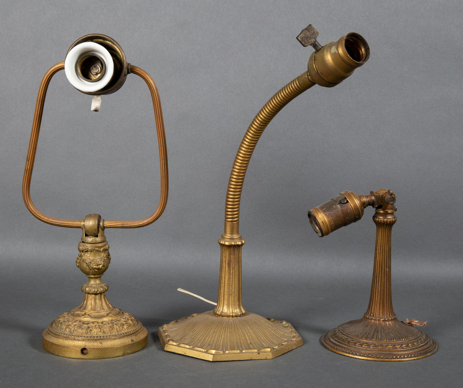 Three Ornate Cast Bronze, Cast Iron, and Britannia Table Lamp Bases of Great Quality (1 of 6)