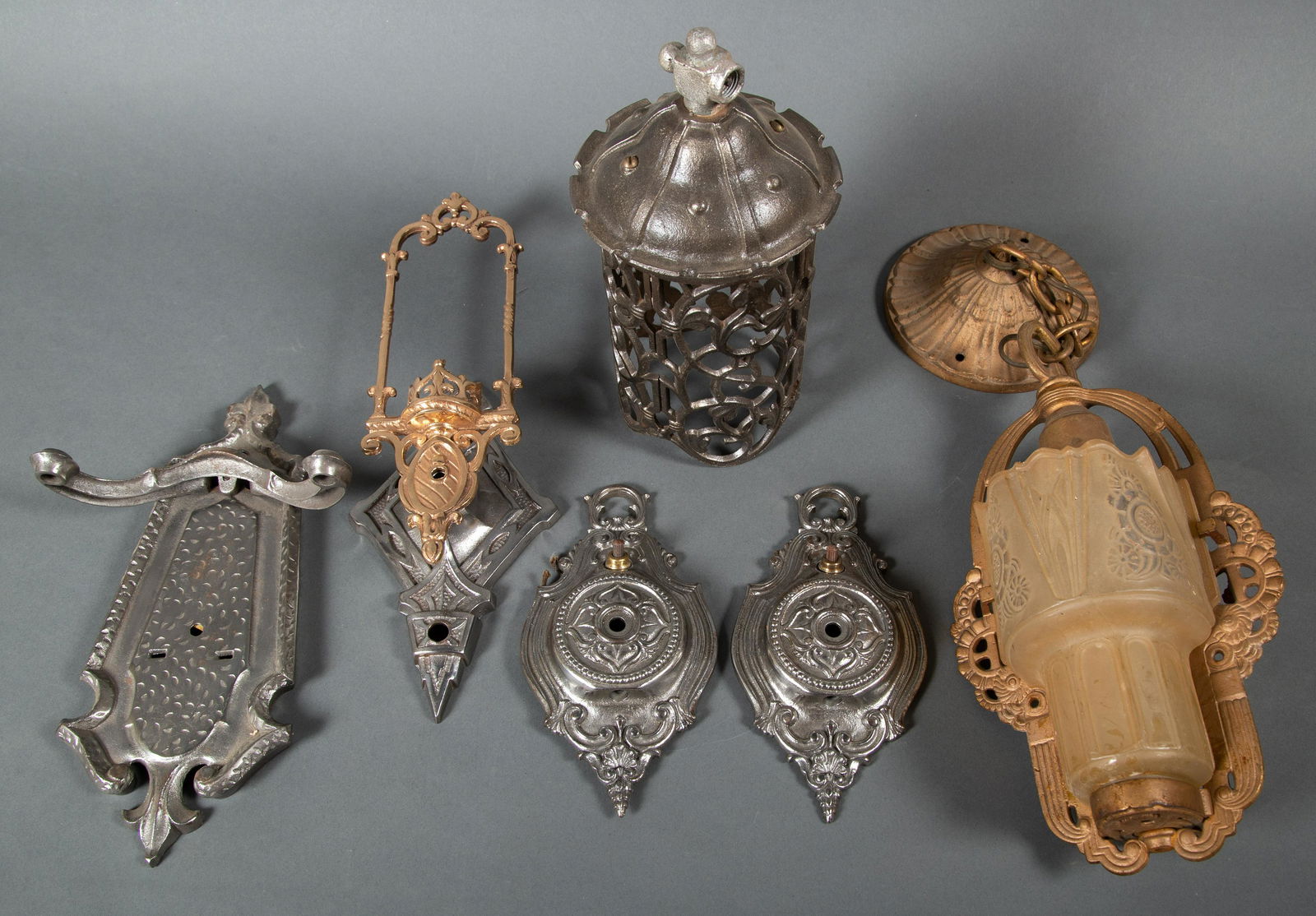 Moe Bridges Cast Iron Lighting Elements & One Glass Slip Shade (1 of 12)