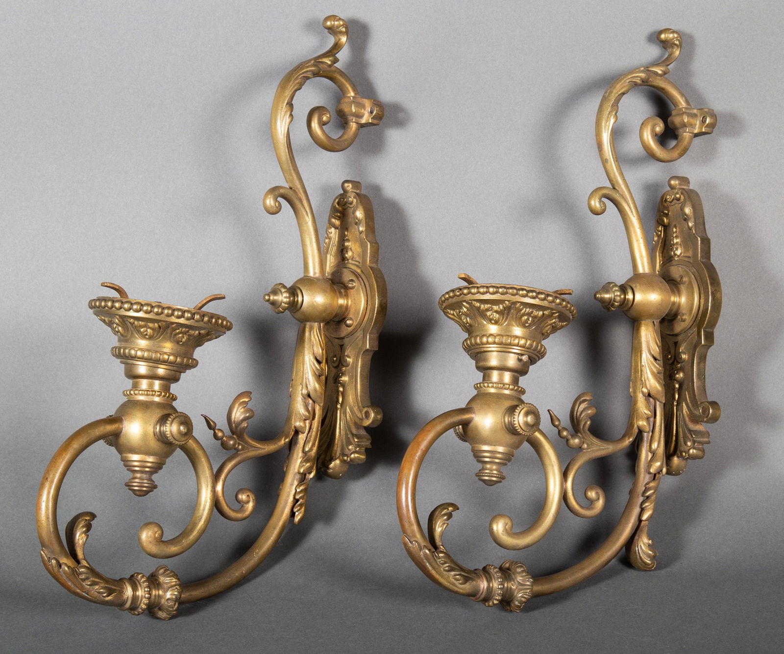 Pair Baroque Style Bronze Fanciful Sconces (1 of 6)