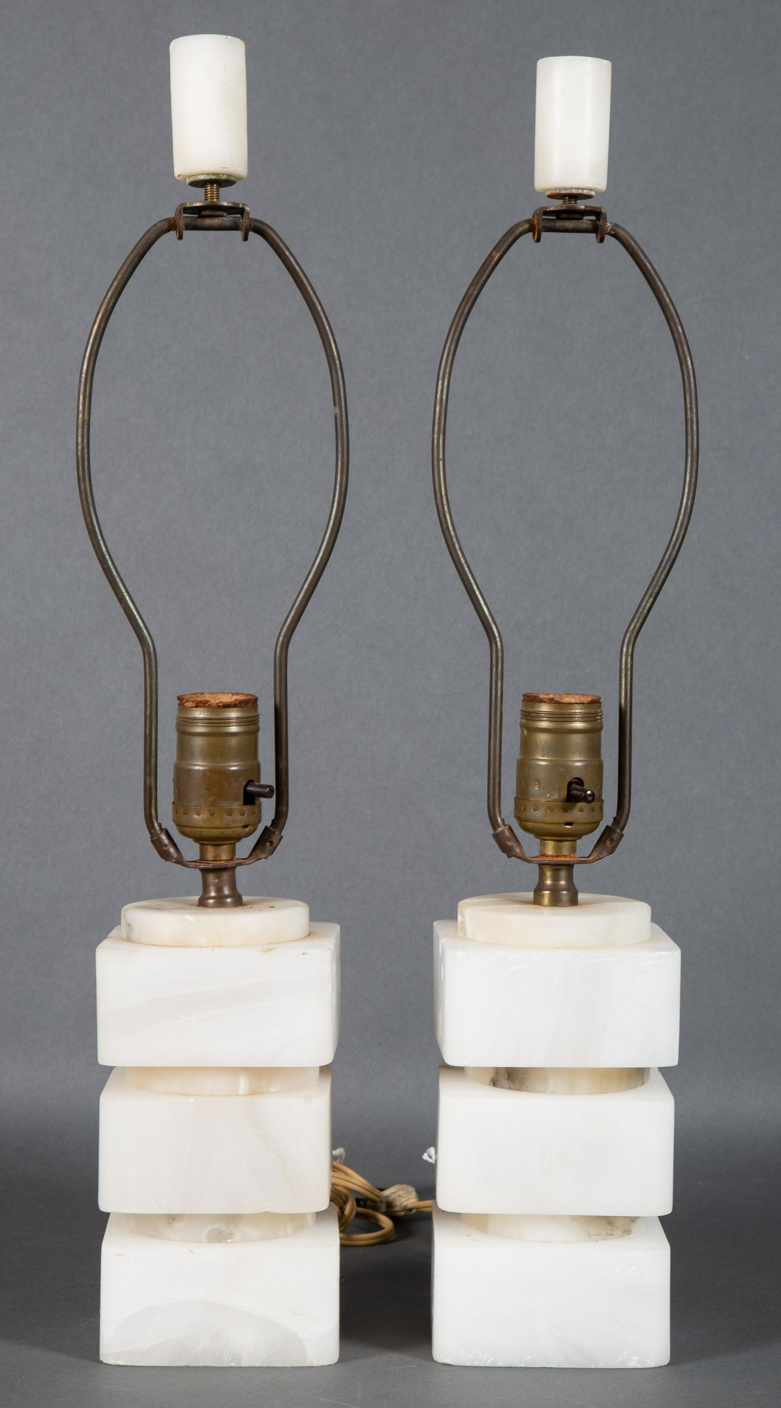Pair MCM Italian Modernist Geometric Marble Lamps (1 of 6)