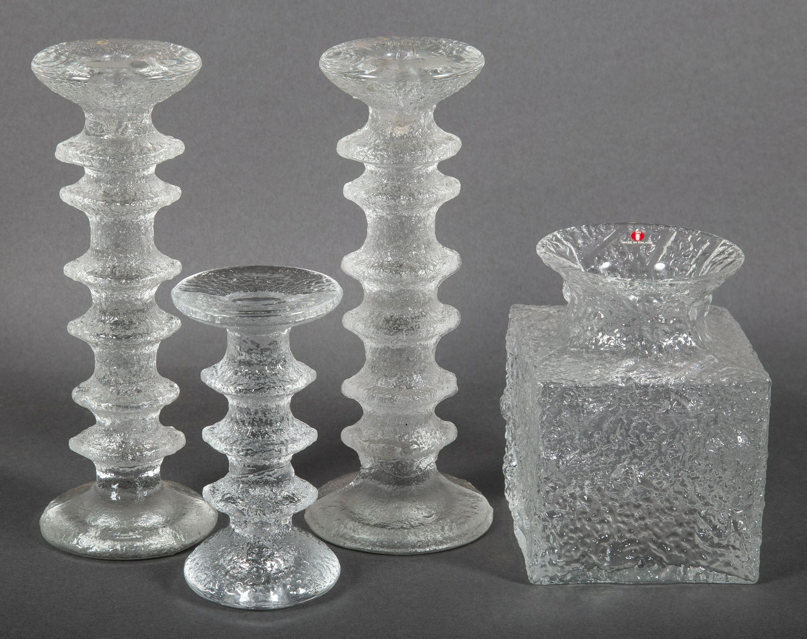 1960's Timo Sarpaneva & Tapio Wirkkal Iittala Festivo Glass Candlesticks & Vase (1 of 7)