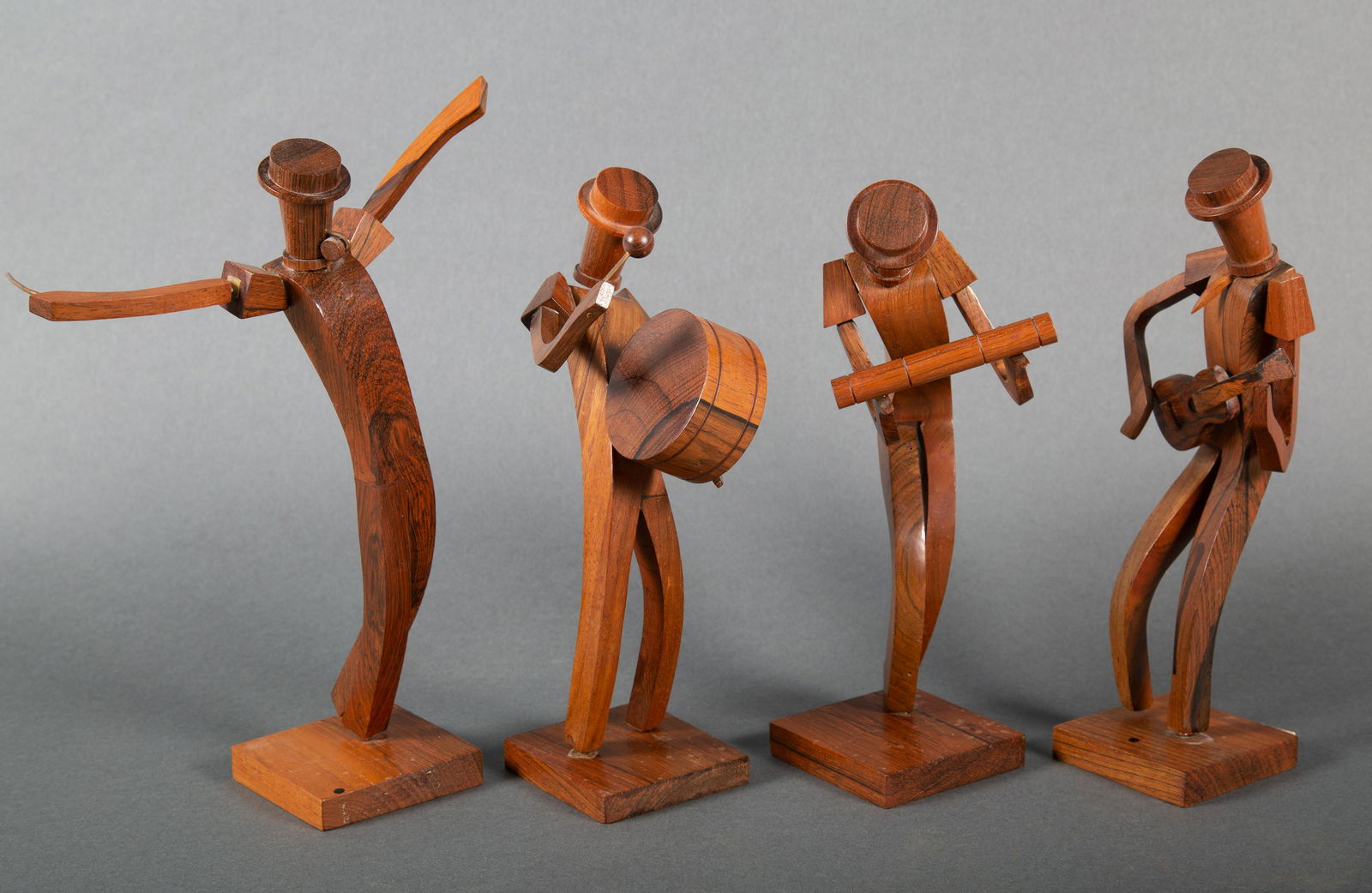 Mid Century Brazilian Cubist Style Rosewood Wooden Figures Playing Musical Instruments (1 of 8)