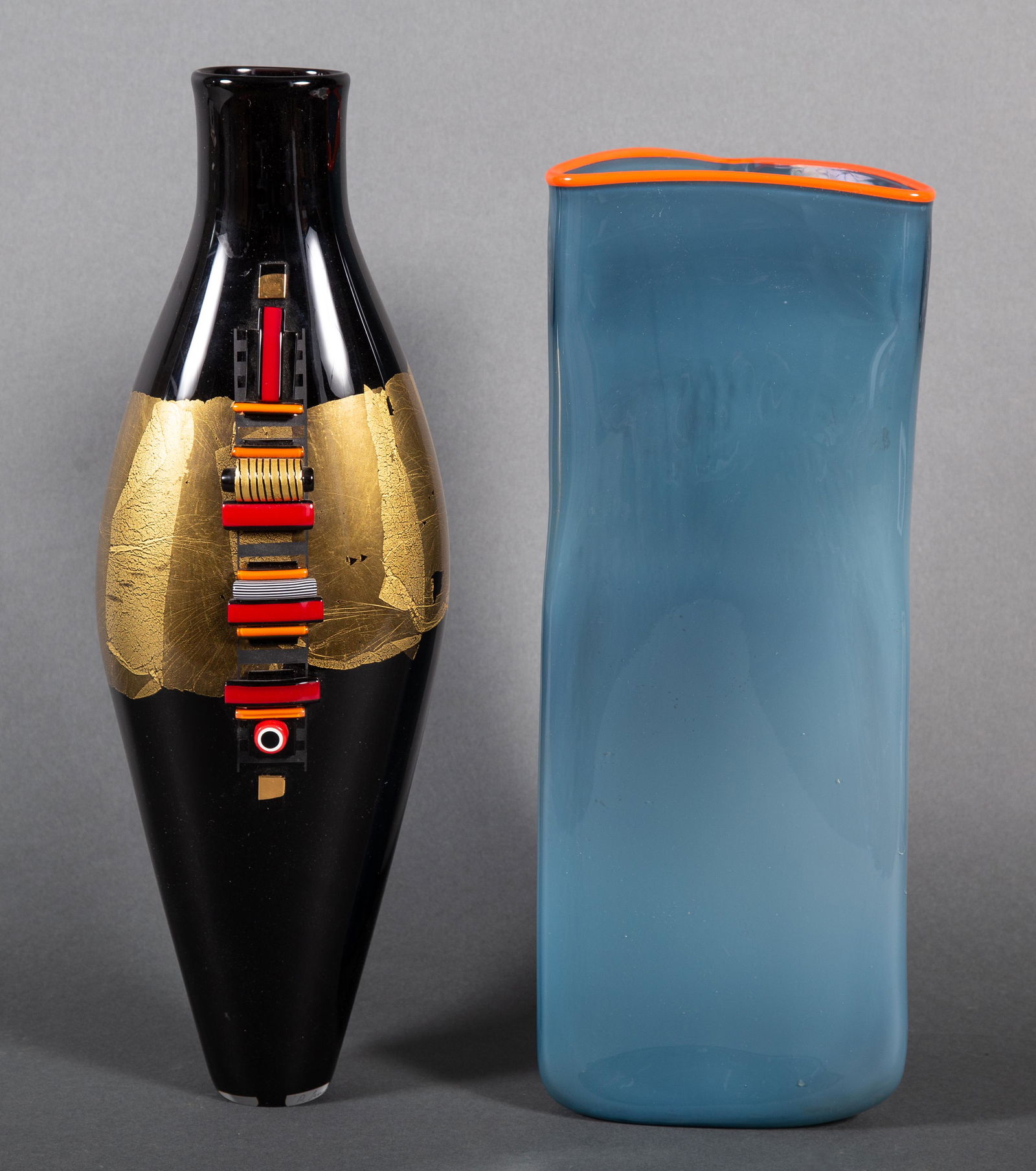 Two MCM Tall Artist Signed Modernist Studio Glass Vases (1 of 8)