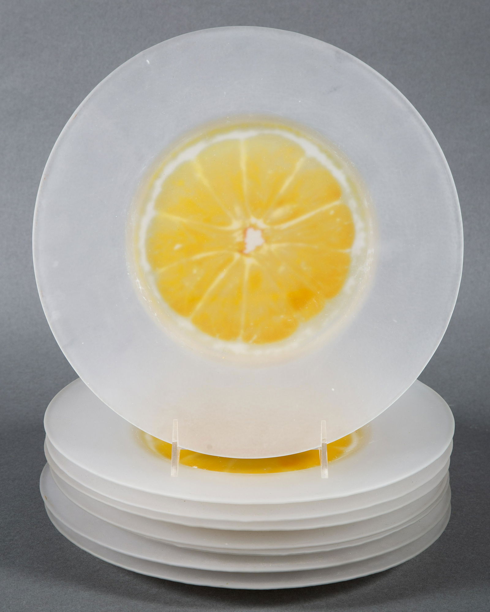 MCM Vintage Glass Orange Slice Dinner Plates Dishes (1 of 6)