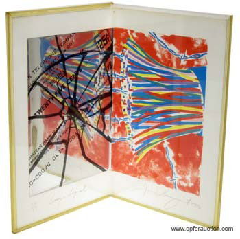 JAMES ROSENQUIST SILKSCREEN: "Busy Signal" 30/84, signed in pencil Jim Rosenquist 1970; embossed Hollanders Workshop seal; Castelli Graphics label, framed in plastic 90 degree frame; 16" x 21", VG
