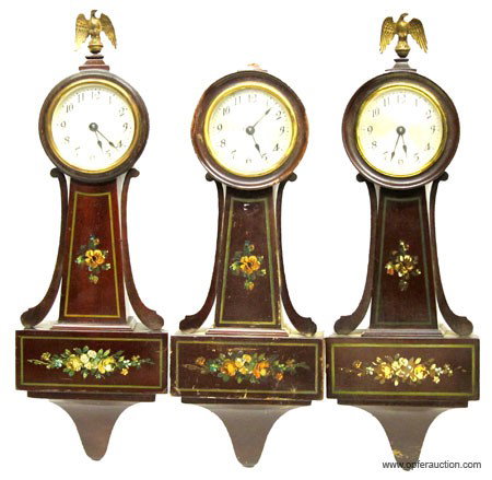 (3) SMALL BANJO CLOCKS: Seth Thomas, 4-jewel movement,