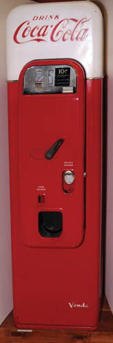 1956 COCA-COLA VENDO V 44: 1956 Vendo V 44 one of the most desirable of all the vending machines. You can see why. It is really cool. Original condition, some chips and scratches