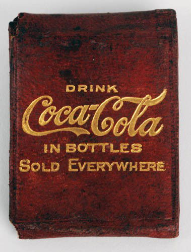 c.1908 Coca-Cola matchbook holder: c.1908 matchbook holder Gold stamped on red leather. Has a surprise inside (not shown). 1 matchbook featuring the paper label bottle. Cut on angle to fit holder, only seven matches left. Just beautifu