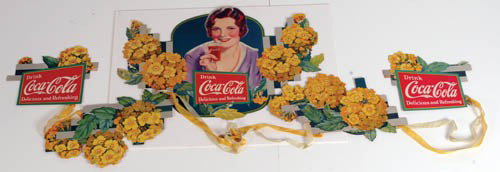 1932 Coca-Cola Festoon "Verbena": 1932 festoon "Verbena" complete and beautiful. Right out of the envelope, outstanding color