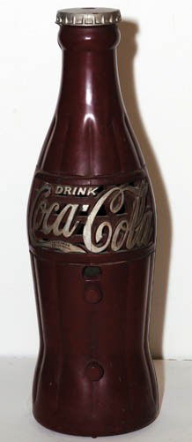 1933 Coca-Cola Bottle Radio (red version): 1933 Bottle Radio (red version) 24". Original knobs (no cord) some wear on silver paint. This is a nice one