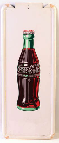 1950's Coca-Cola tin sign with bottle: 1950's tin sign with bottle 16"x 40". Never used