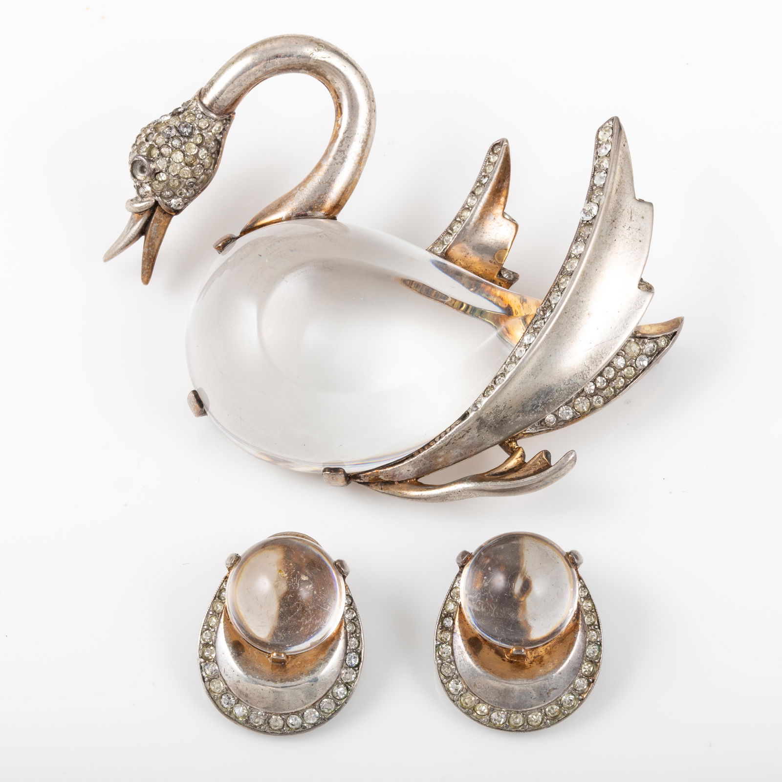(2) TRIFARI SWAN BROOCH AND EARRING SET (1 of 5)