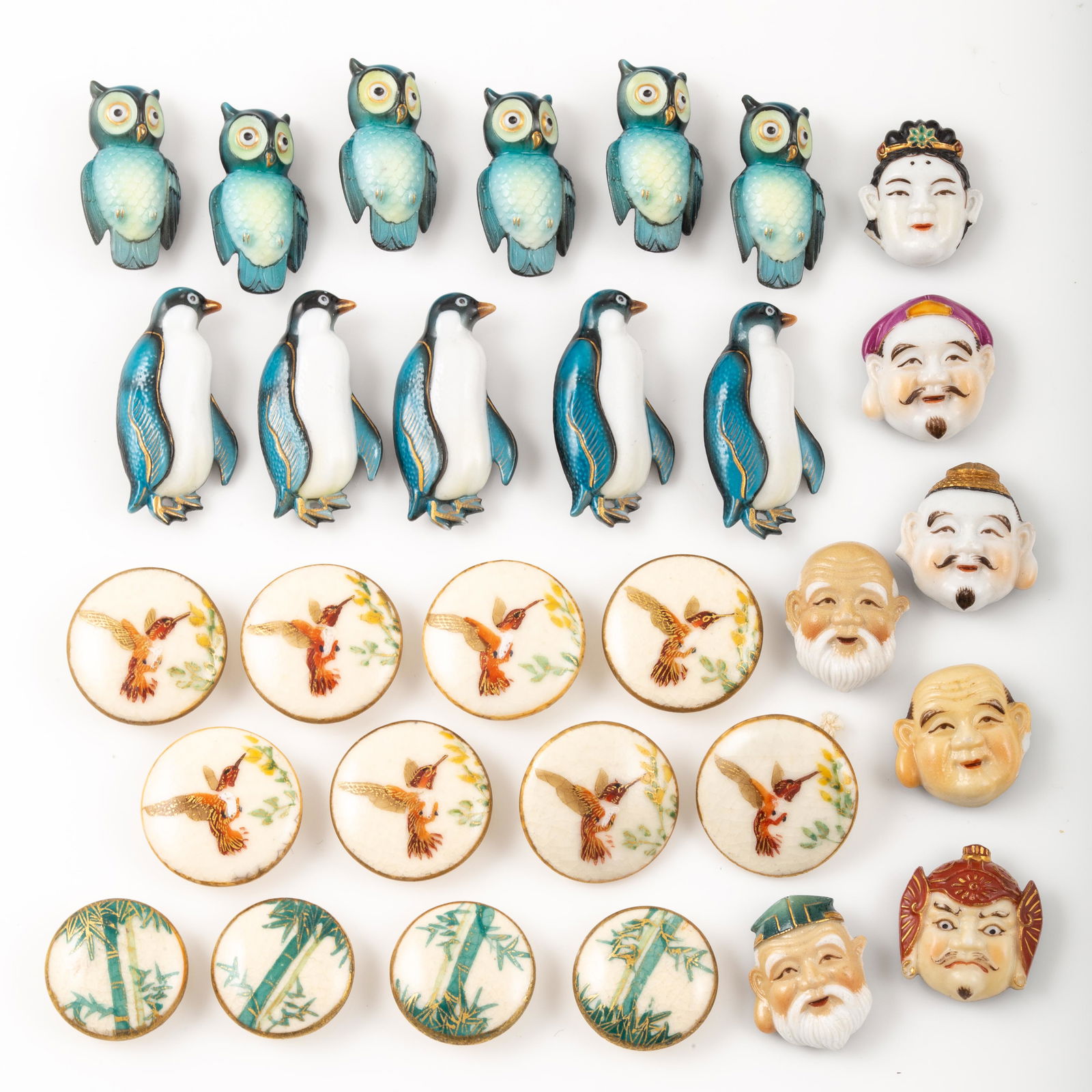 (30) SATSUMA AND PORCELAIN AND GLASS BUTTONS (1 of 5)
