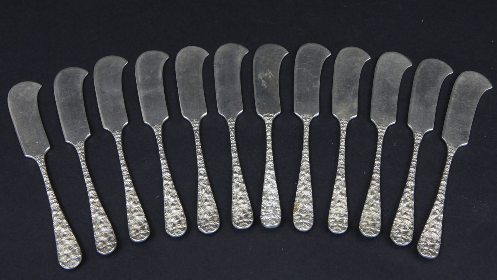 (12) SCHOFIELD "BALTIMORE ROSE" STERLING BUTTER SPREADS (1 of 3)