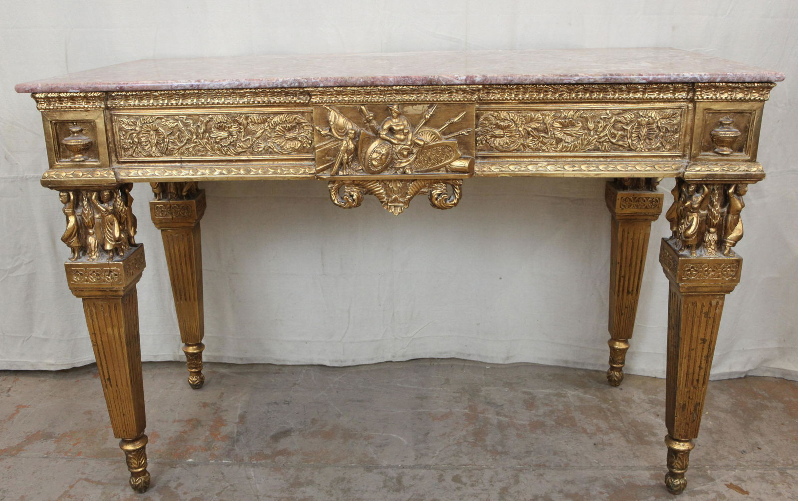 GILT MARBLE TOP CONSOLE TABLE (1 of 5)