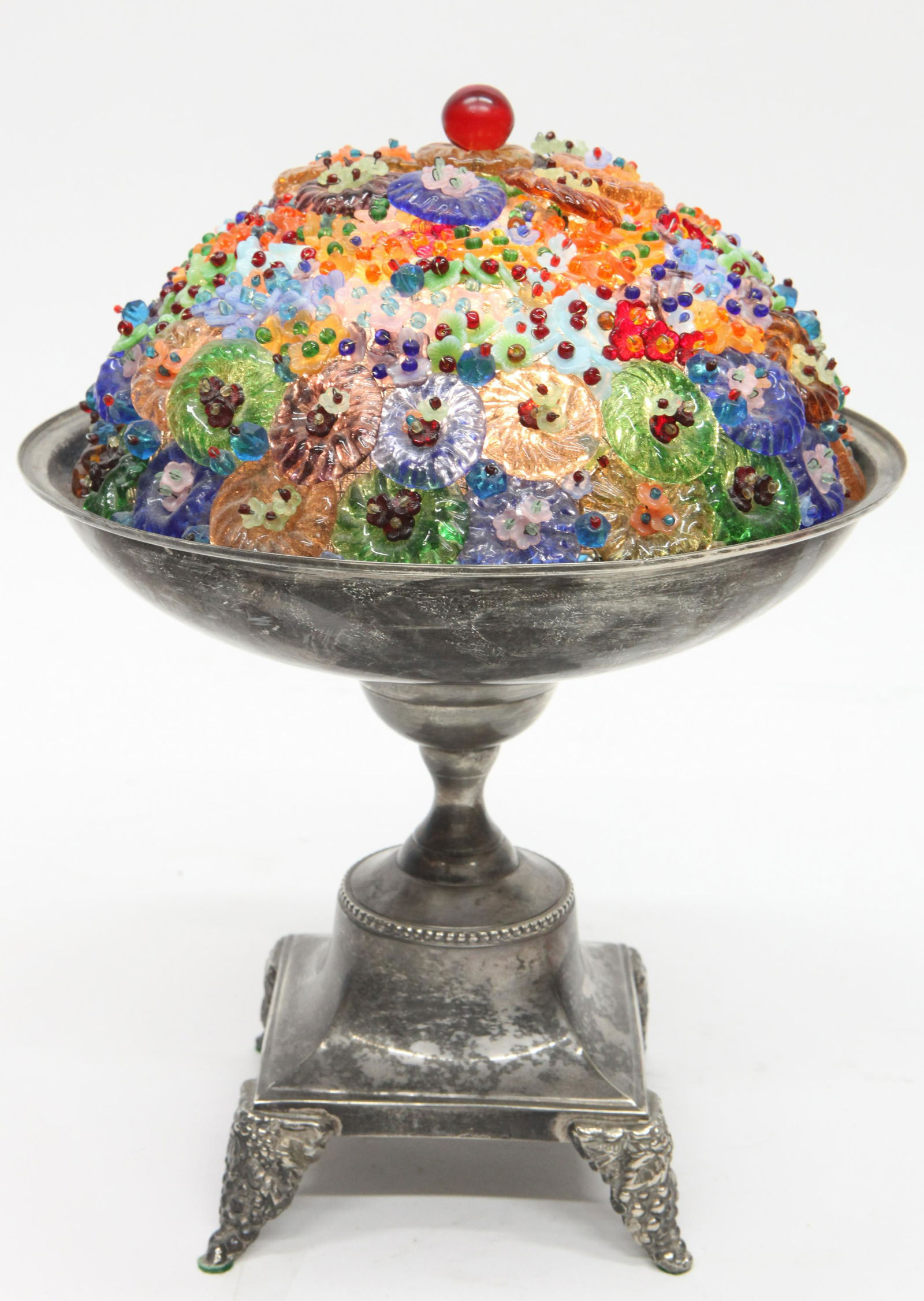 BOHEMIAN GLASS FLORAL LAMP (1 of 7)