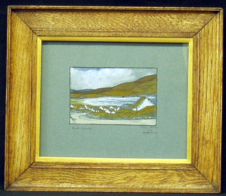 ADA GILMORE CHAFFEE Early Arts and Crafts Print: Color woodblock; signed "From block by A. Gilmore" lower right; titled lower left; oak frame; 3 ¾" x 5 5/8" (image)