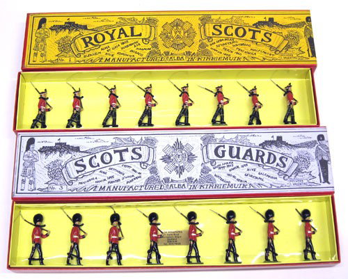 (2) ALBA BOXED FIGURES: No. 1 Royal Scots (8) pieces; No. 3 Scots Guards (8) pieces; original boxes; original tie downs; EX-NM