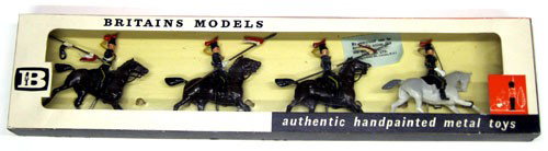 BRITAINS BOXED FIGURES (1): #9217 12th Royal Lancers, (4) pcs.; original box; original tie-downs; minor flakes and box wear; VG-EX