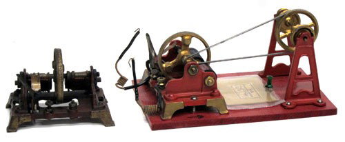 HAWKETTE & KLAUSMAN ELECTRIC MOTORS: U.S.A. electric motor style L-1 with line shaft; electric motor style L; discoloration to style L motor; H-3"-4"; L-4 1/4"-8", G-EX