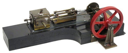 STEAM PISTON: Built from kit by Robert Ryder; unknown kit maker; could be Stuart Turner (English); horizontal cylinder; H-5", base 15" x 7 1/2", G