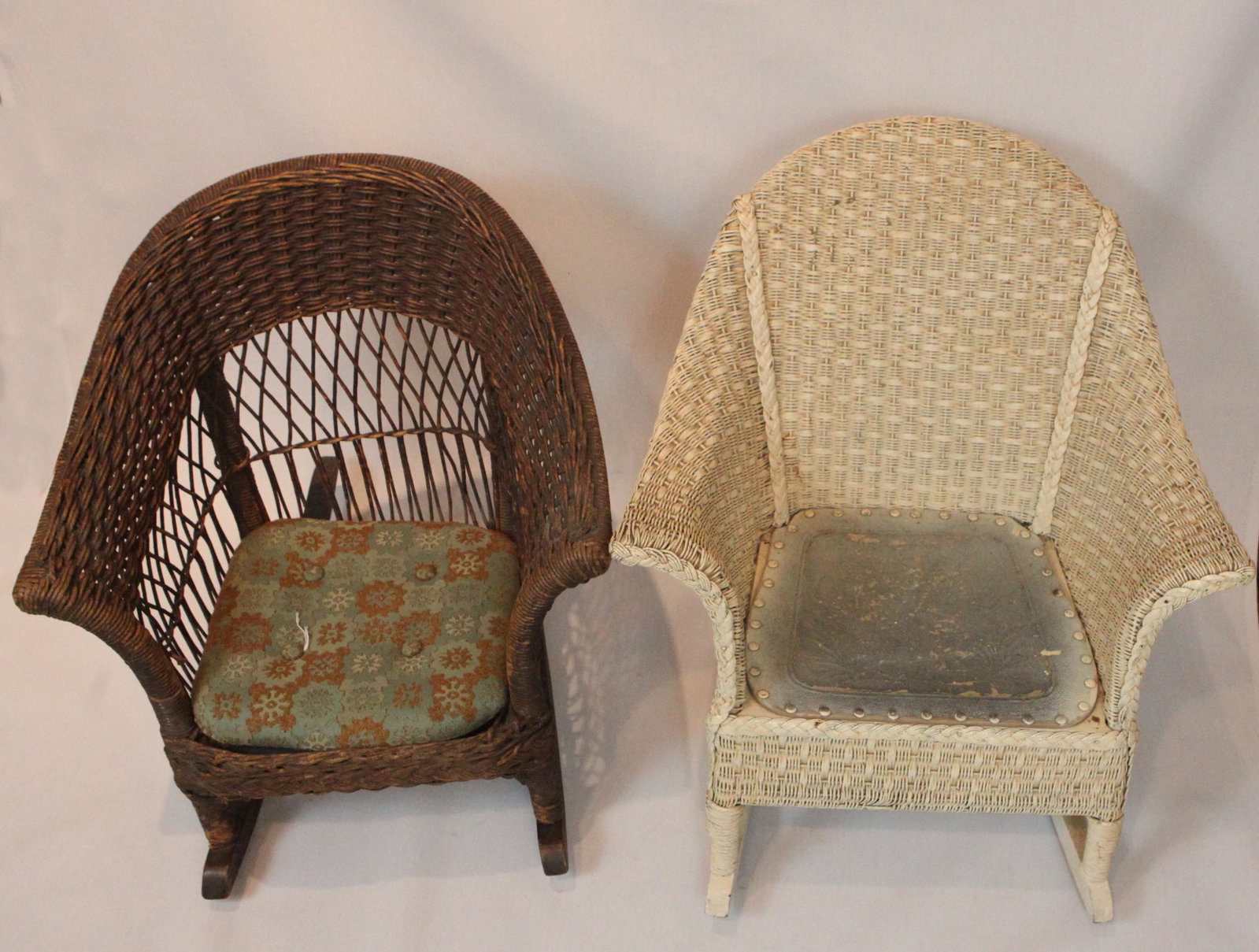 WICKER CHILD'S ROCKERS (2): Vintage, wear, H-24", L-20", F-G